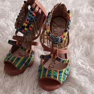 Sam Edelman embroidered with chains 5 inches heels.